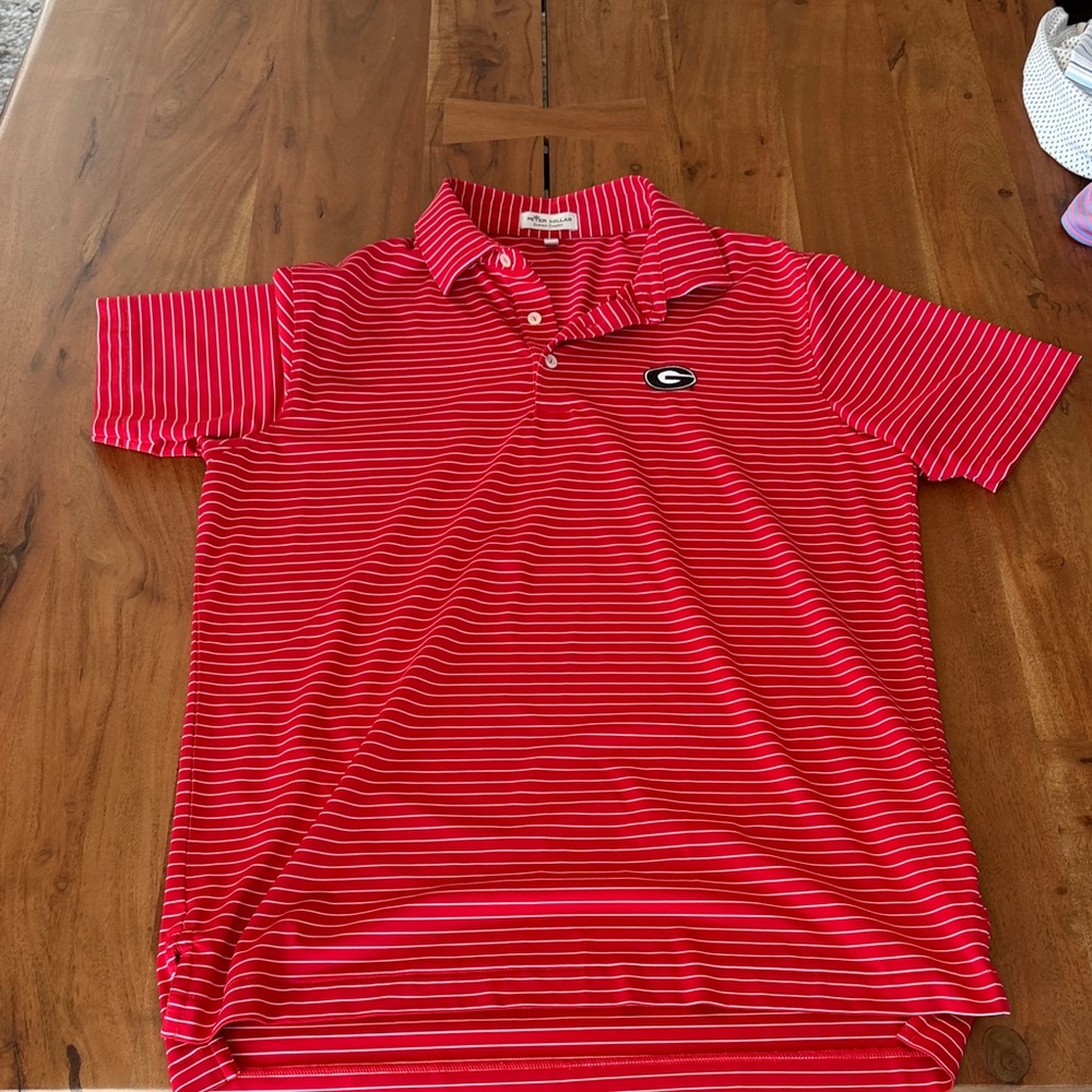 Peter Millar Red Striped Golf Polo